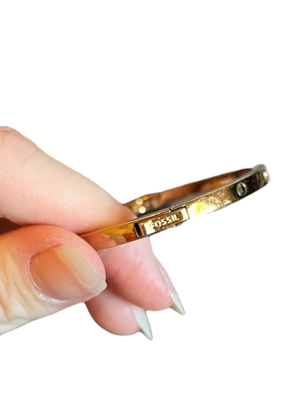 🍭5 for $20🍭 FOSSIL Gold Tone Crystal Clasp Bangle Bracelet CC - Picture 4 of 7